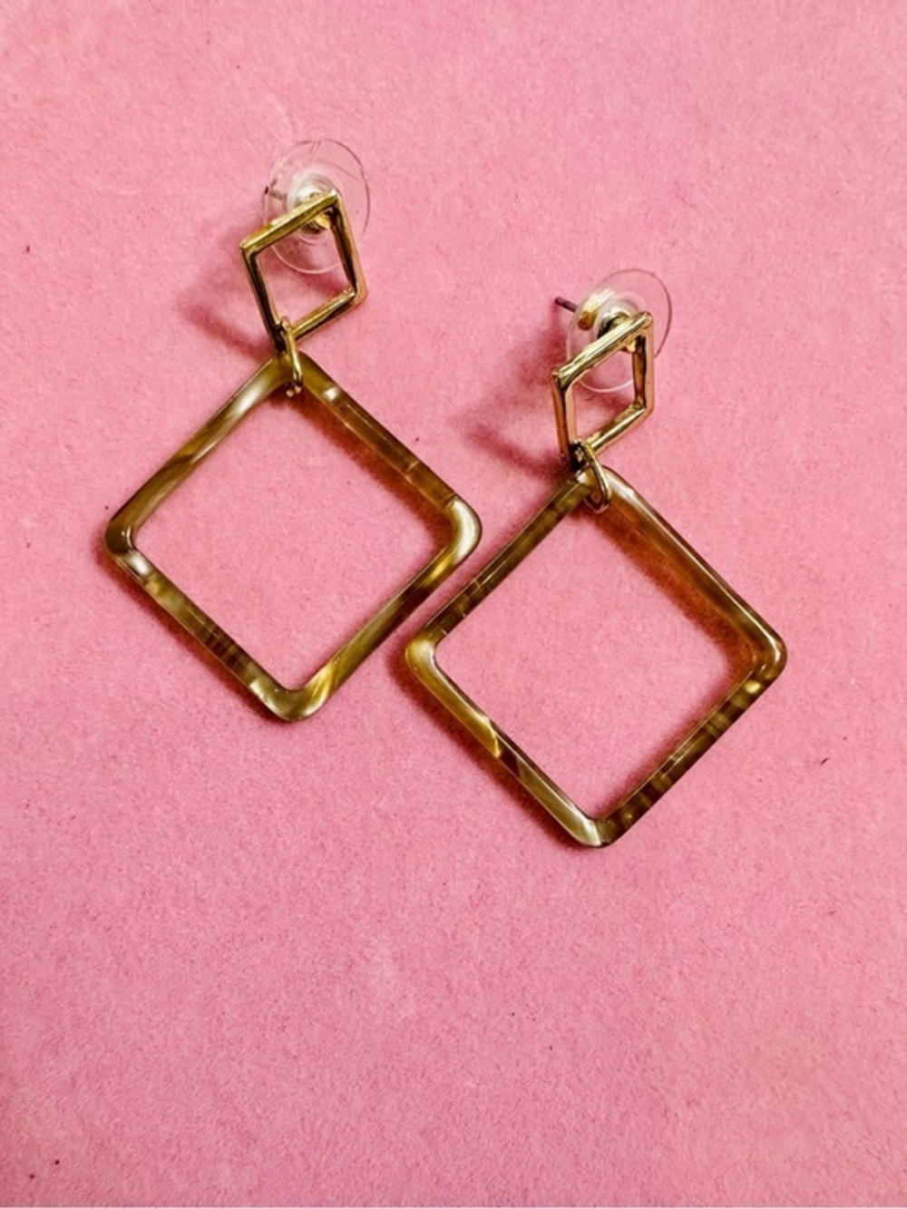 Tortoiseshell Square Drop Earrings